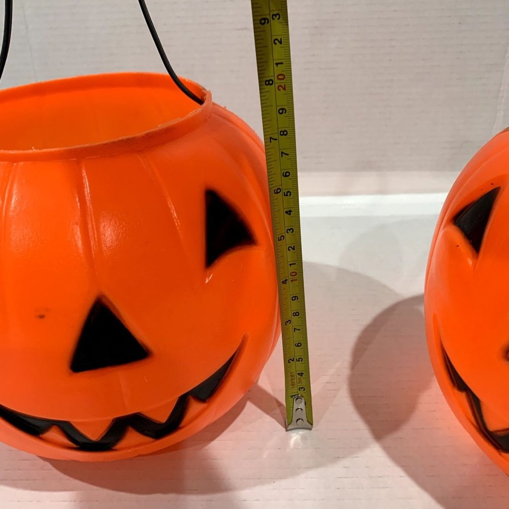 Vintage 1980 Empire Carolina Enterprise Blow Mold Pumpkin Baskets Lot Of 2 - Picture 10 of 11